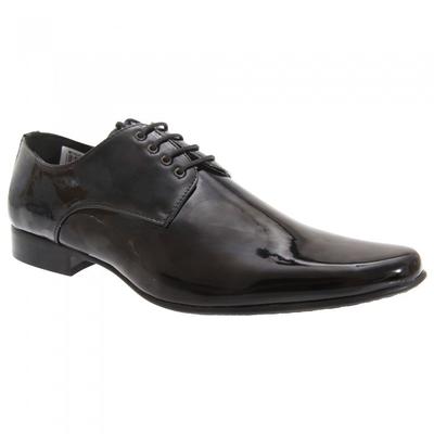 Mens Patent Leather Lace-Up Chisel Toe Gibson Dress Shoes