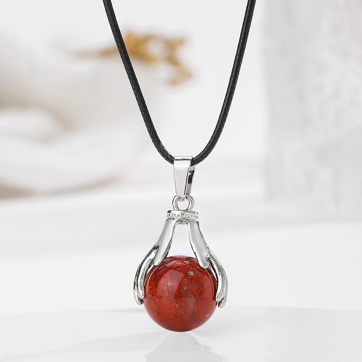 Natural crystal pendant, pink crystal, small ball edging, hand-held bead, necklace, Bohemian jewelry