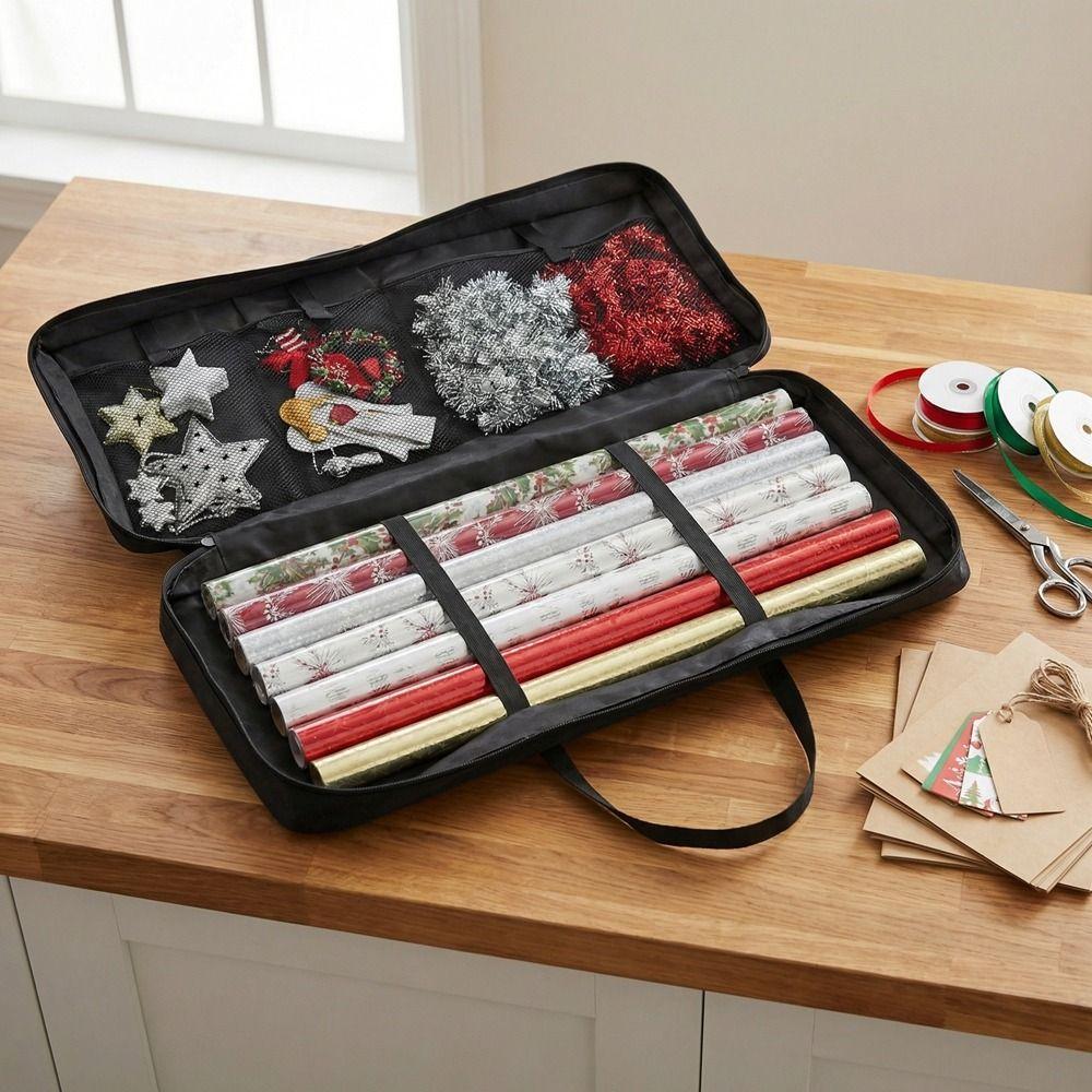 Large Capacity Gift Wrap Storage Bag Zippered Gift Wrap Organizer  for Bows