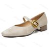 Fashion Women Mary Janes Pumps Square Toe 2025 New Autumn Chunky Heel Shoes Genuine Leather Shoes for Women Elegant Buckle Laides Shoes