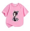 Kids Boys Girls 100% Cotton Crew Neck Short Sleeve T-Shirt, Cute Chibi Anime Butterfly Character Print Casual Soft Breathable Tee for Daily Wear Summe