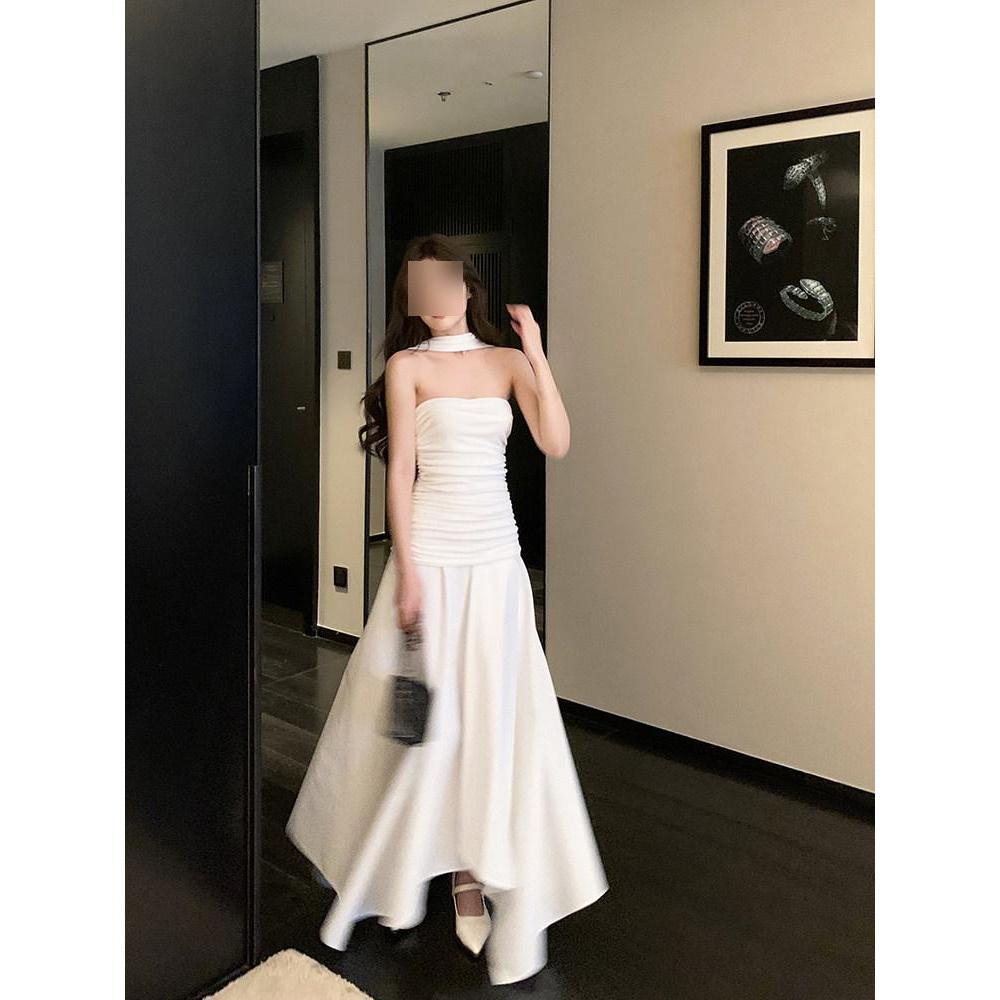 Romantic Atmosphere Around Sleeveless Tube Top Dress Women's High-end Vacation Long Dress Dress Birthday Dress Temperament New
