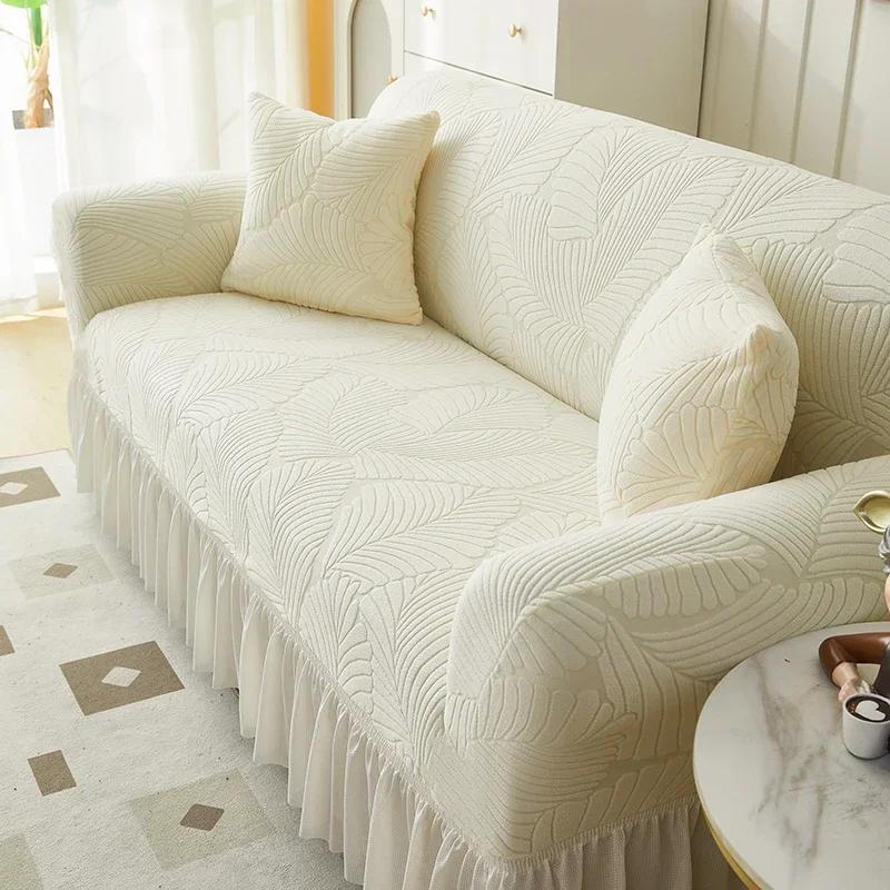 1/2/3/4 Seater Sofa Cover with Skirt Four Seasons Universal Elastic All-Inclusive Sofa Dust Covers for Living Room Funda De Sofá
