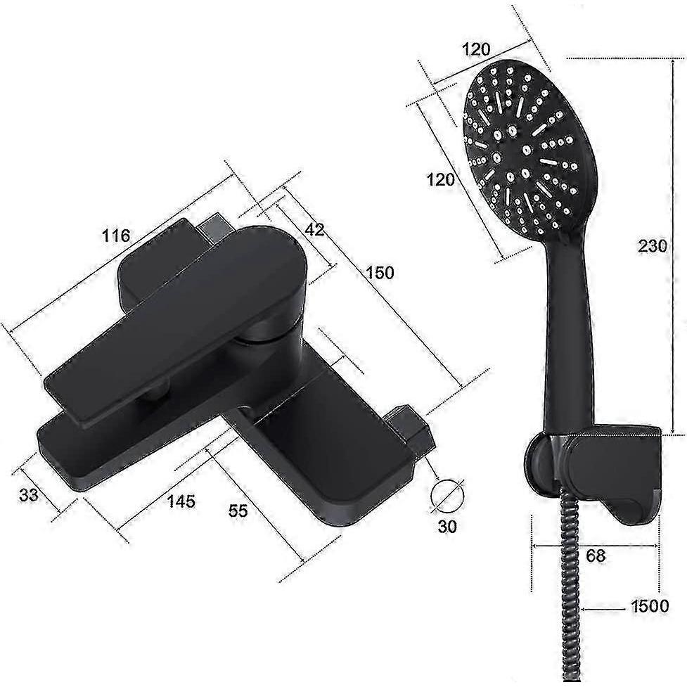 2025 New Shower Set Rain Shower Black Bathtub Faucet With Hand Shower And Faucet Shower Head Shower Set For Bathtub And Bathroom (black)