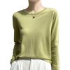 2026 Fall Thin Wool Blend Knit Sweater Round Neck Long Sleeve Loose Slim Fit Basic Top Women