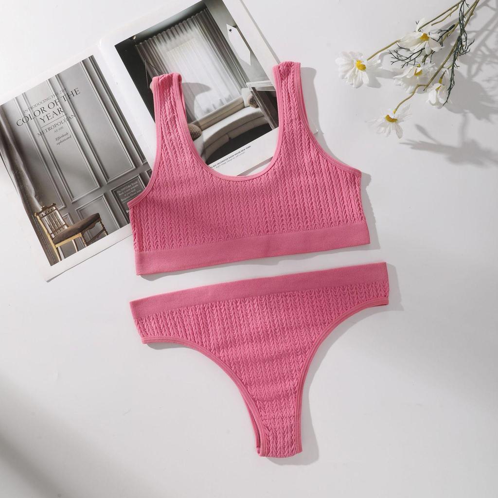 Conjunto de Yoga Transfronterizo Estampado: Tanga y Camiseta sin Hilos y Transpirables