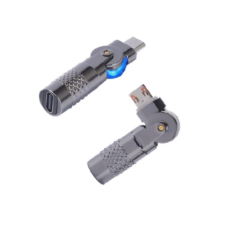 Aluminum Type C/USB To Type C/USB 90 Degree Adapter For 60W Quick Charging Data Transfer Across Multiple Devices