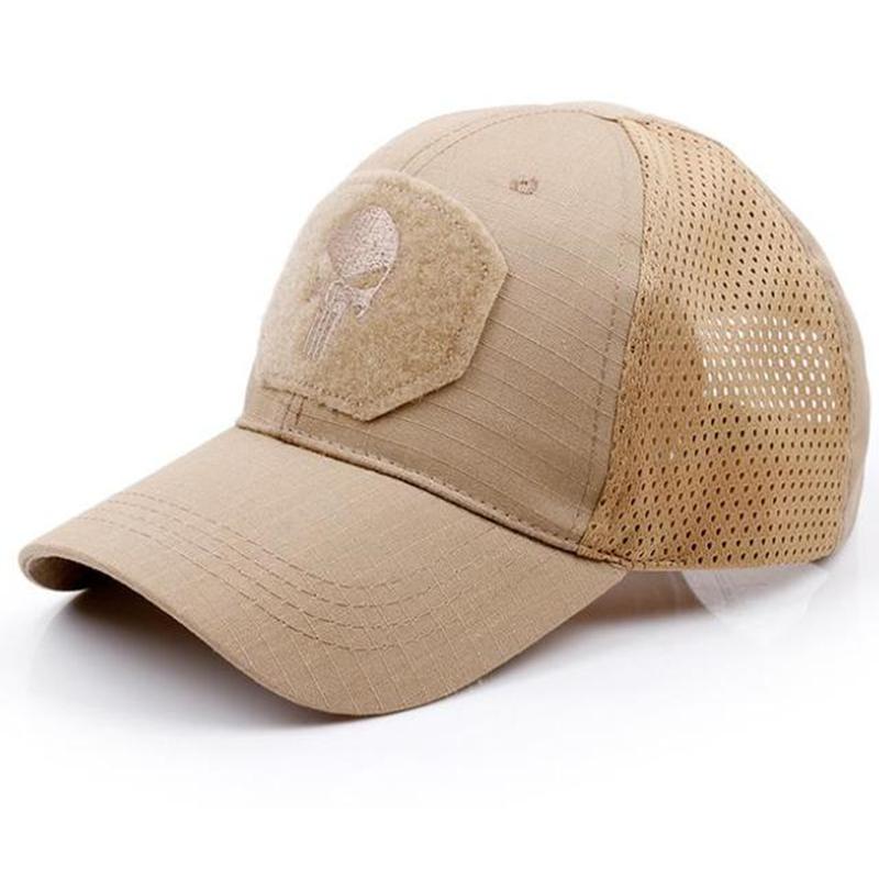 New Tide Cool Skull Multicam Operators Mesh Baseball Cap Men Fitted Cap Tactical Good Quality Breathable Outdoor Sports Dad Hat