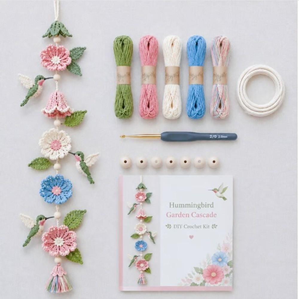 Immersive Crafting Butterfly Cascade Crochet Kit Hand‑Woven Yarn Craft Animal Theme Wall Pendant Lace Pattern Handmade