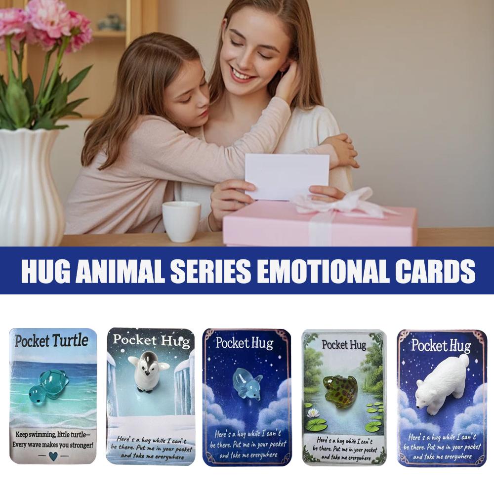 Animal Pocket Hug Gifts, Mini Resin Animal Hug Token, Cute Pocket Hug Turtle Keepsake with Positive Cards Encouragement Card