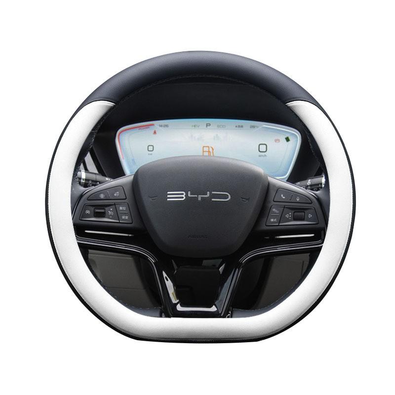 Nappa Leather Car Steering Wheel Cover BYD Song Plus Frigate 07 Qin Han EV Tang DMI Anti-slip Universal 38cm