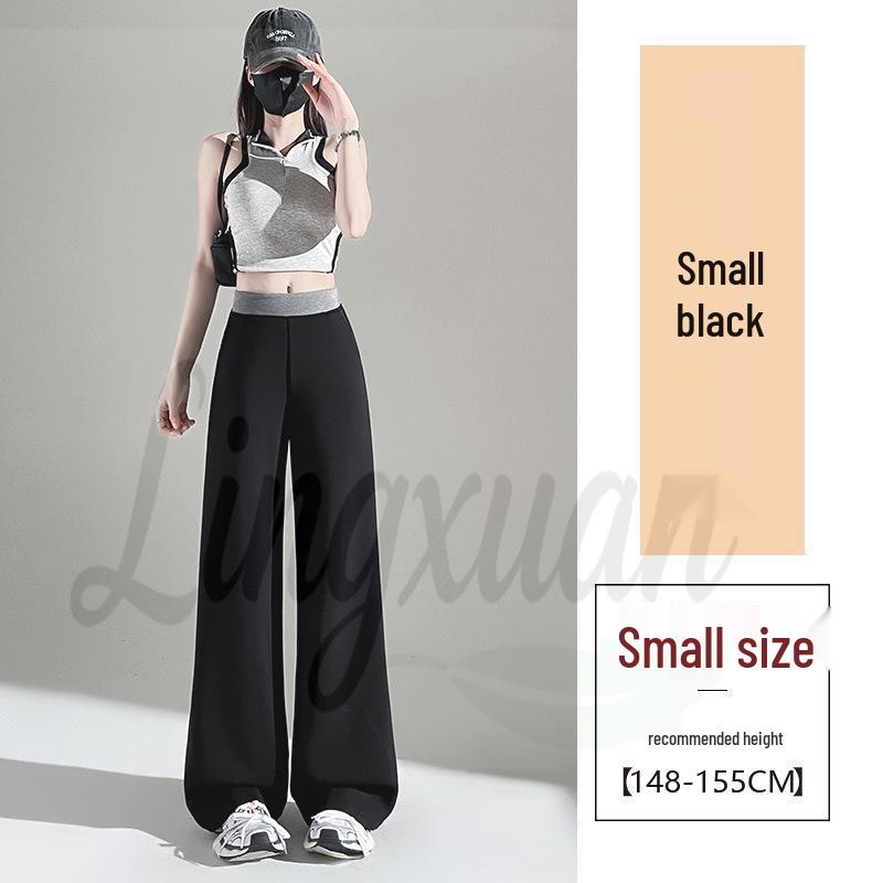 Women s Black Cupro Modal Air Layer Wide-Leg Sweatpants: Spring/Summer Loose Petite Fit 2XL