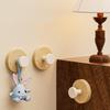 Natural Wood Adhesive Wall Hooks Strong Hold No Drilling For Bedroom Bathroom Hanging Keys Bags Coats