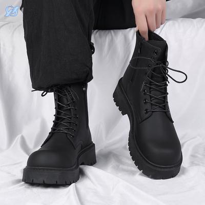 Martin Boots Men's New Autumn Black British Wind Locomotive Boots High-top Soft Leather Waterproof Casual Leather Boots