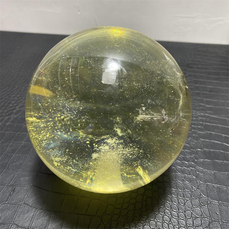 13.6cm High Quality Large Yellow Melting Stone Quartz Balls Feng Shui Crystal sphere Balls for Decoration