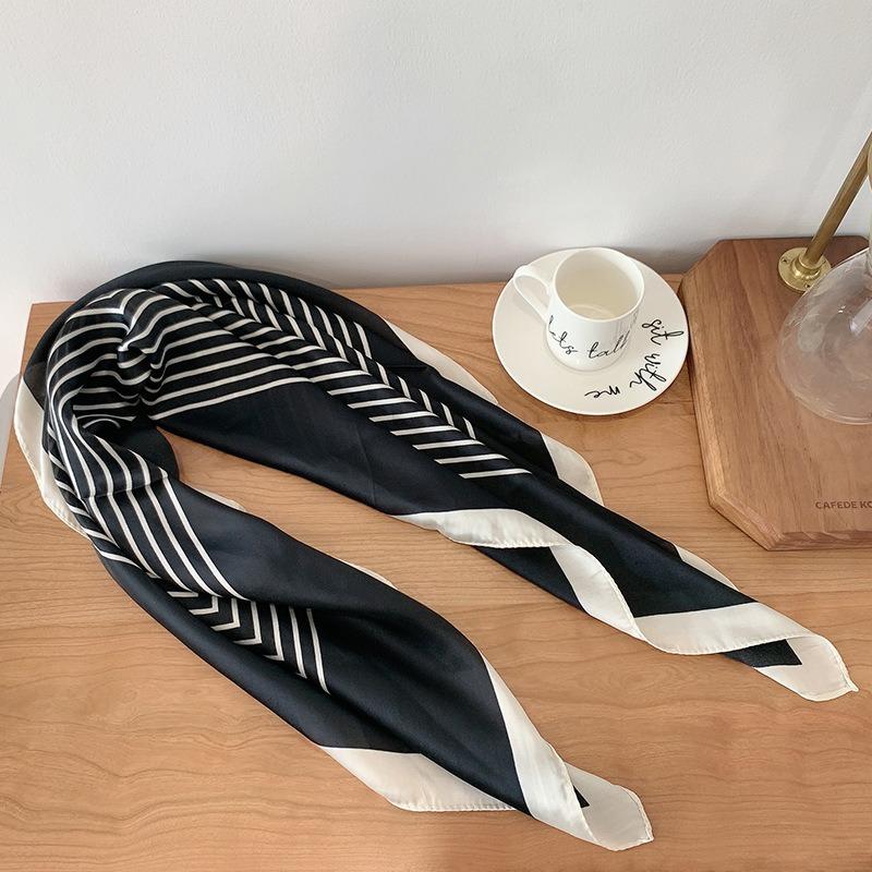 70 simulated silk scarf square scarf women's fashion letter printing small square scarf workplace decoration scarf scarf