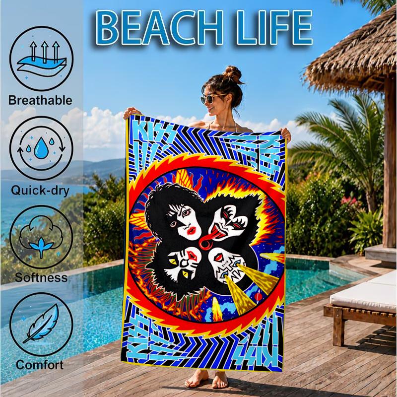 Rock music band Art Beach Towel, Microfiber Beach Towel, Perfect For Pool, Beach, Travel, Home Decor Beach Party Fan gifts