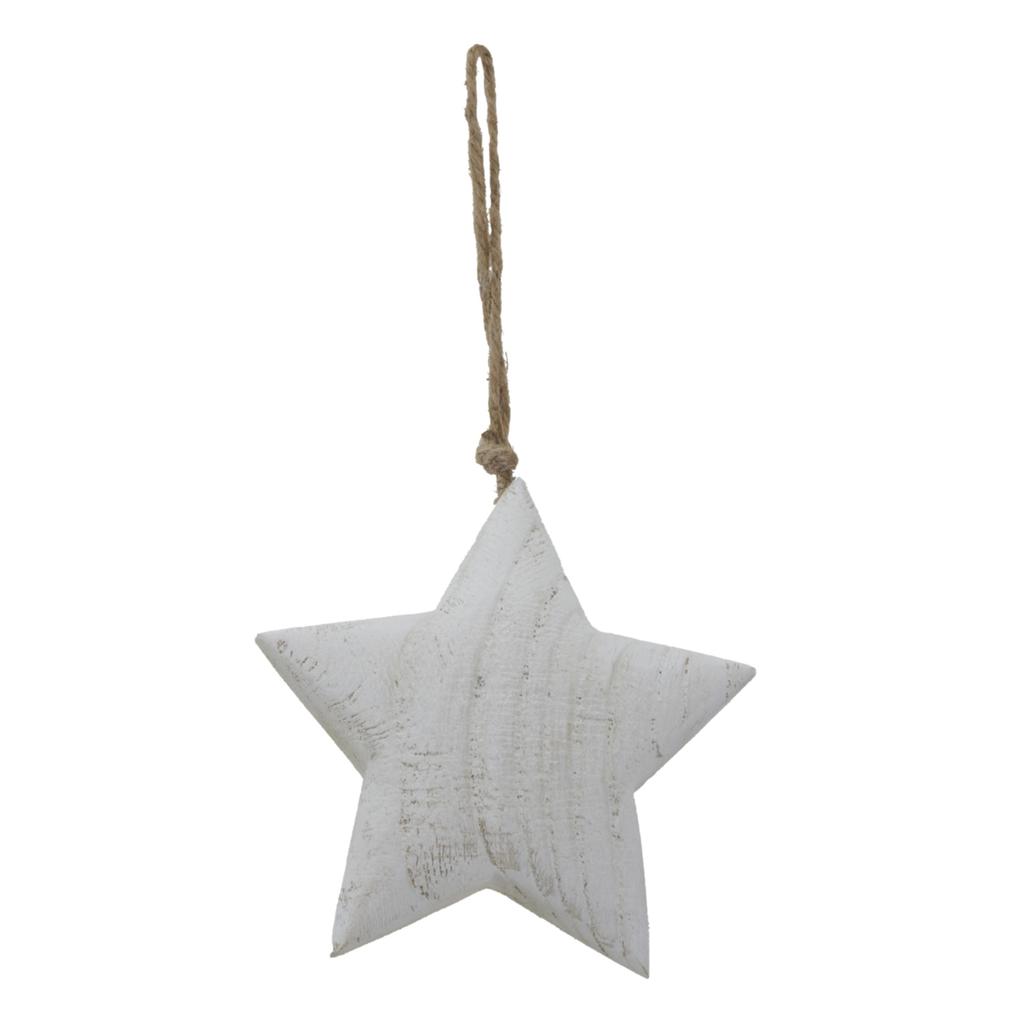 Hill Interiors White Washed Star Christmas Hanging Decoration