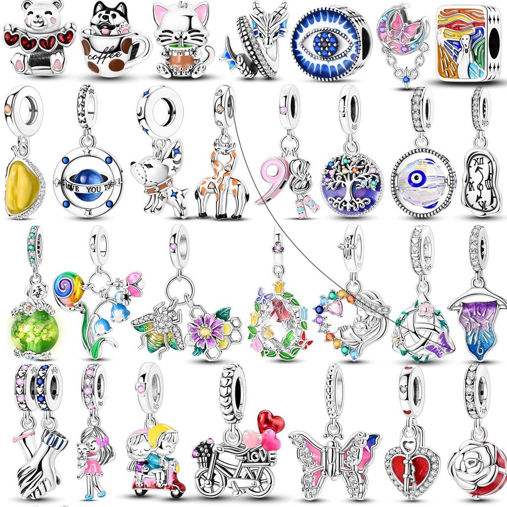 Newest Stunning Charm Bead copper Lover Flowers Dangle Cute Pets Pendants Compatible With Authentic Bracelets Do It Yourself Jewellery
