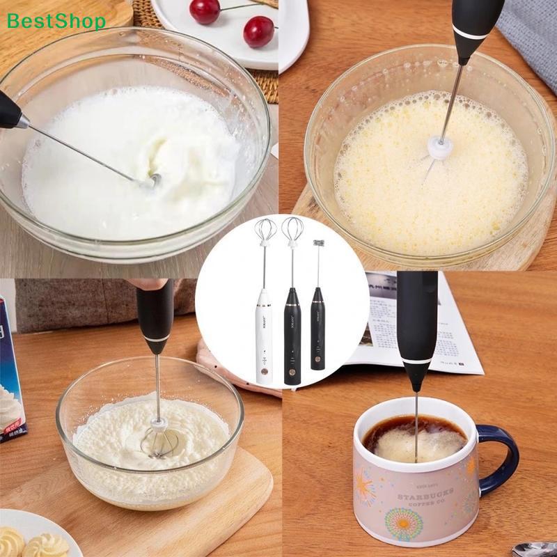 Wiederaufladbarer Hand-Elektro-Schneebesen 3 Geschwindigkeiten Edelstahl-Schneebesen für Hausbacken Kaffeeschaum Sahne Desserts