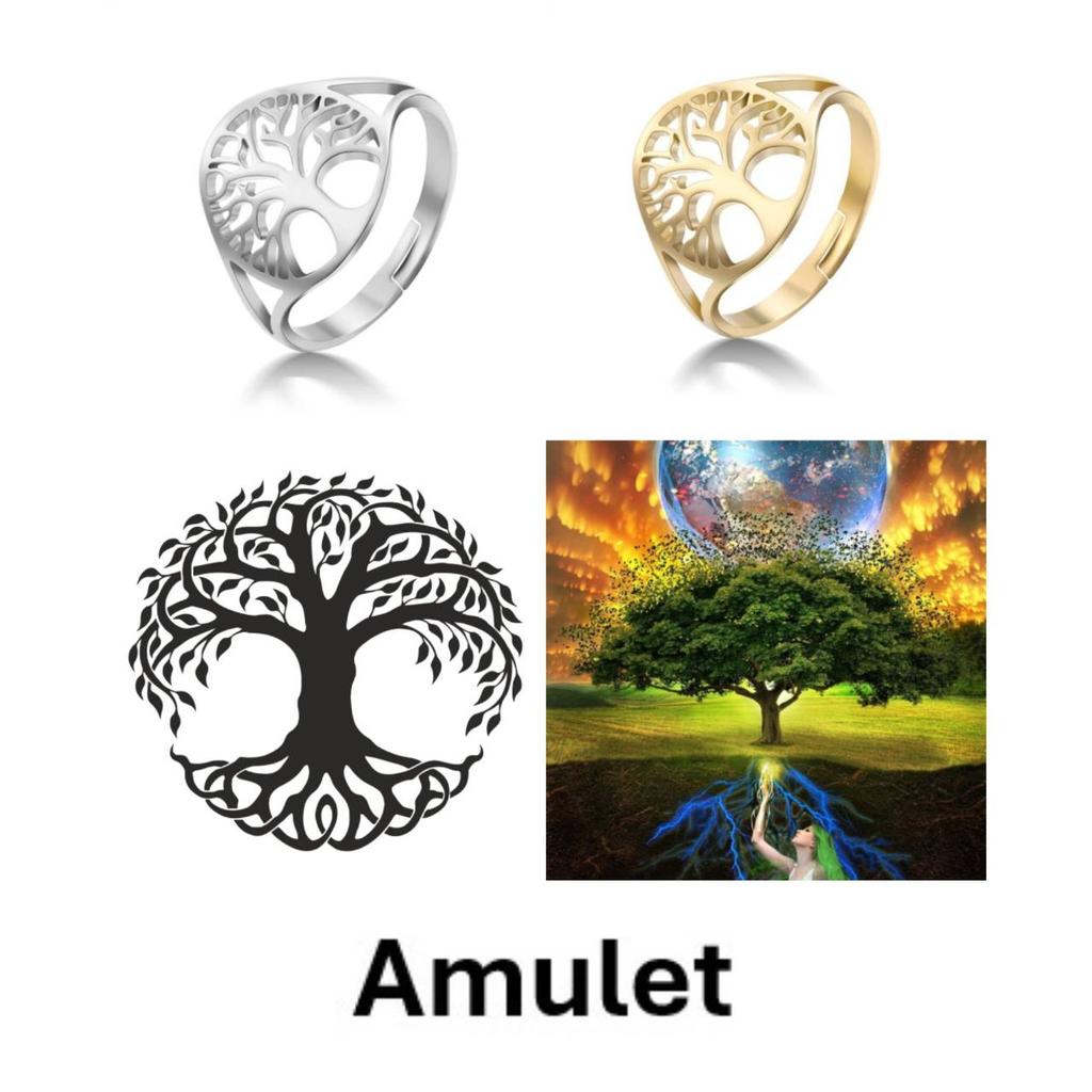 Tree of Life Ring Protection Evil Luck Wealth Eternal Life Rebirth Health growth strength Charming Amulet Talisman Jewelry Accessories