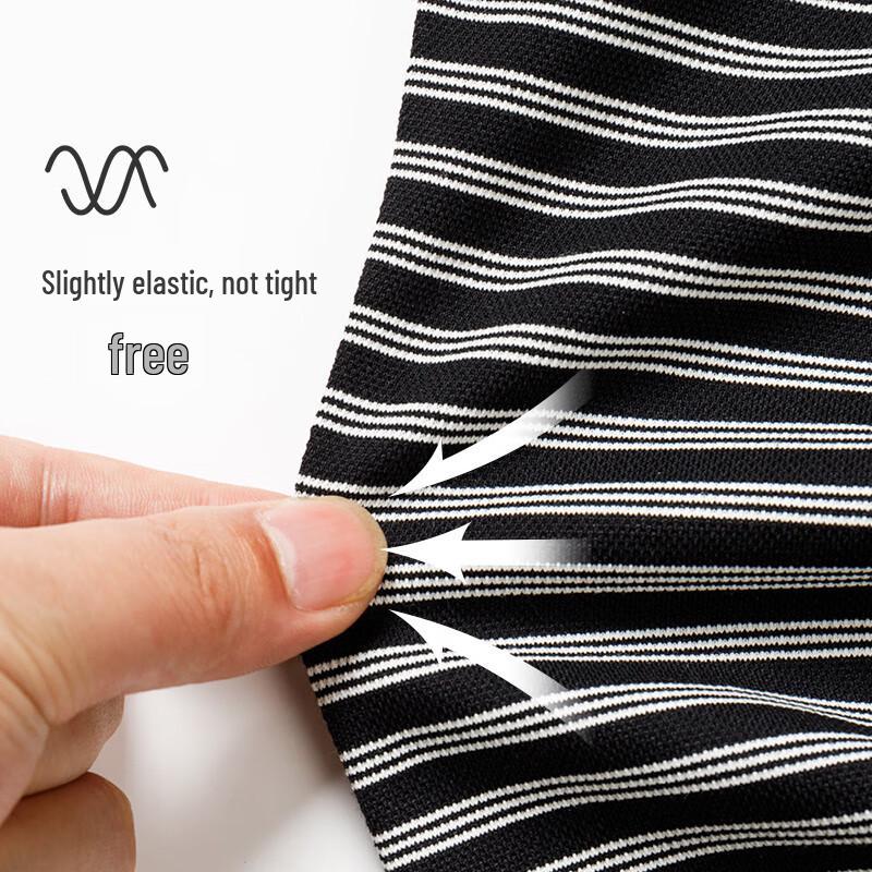 MONTAGUT Men's Striped Long-Staple Cotton Short-Sleeve Polo Shirt
