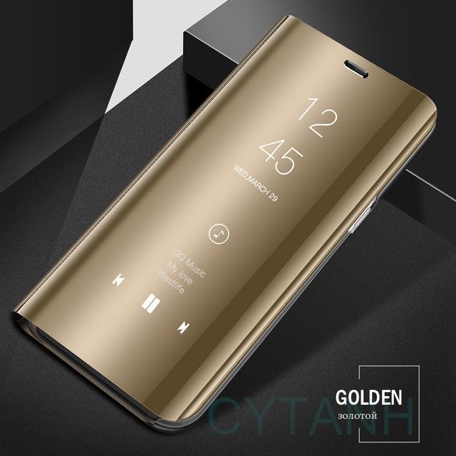 Mirror Clear View Stand Flip Case For Samsung Galaxy A05 A15 A25 A35 A55 A14 A34 A54 A23 A33 A53 A73 4G 5G Phone Cover
