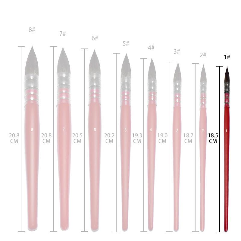 BoYi Xuan Red Round Tip Watercolor Brush with Solid Wood Handle