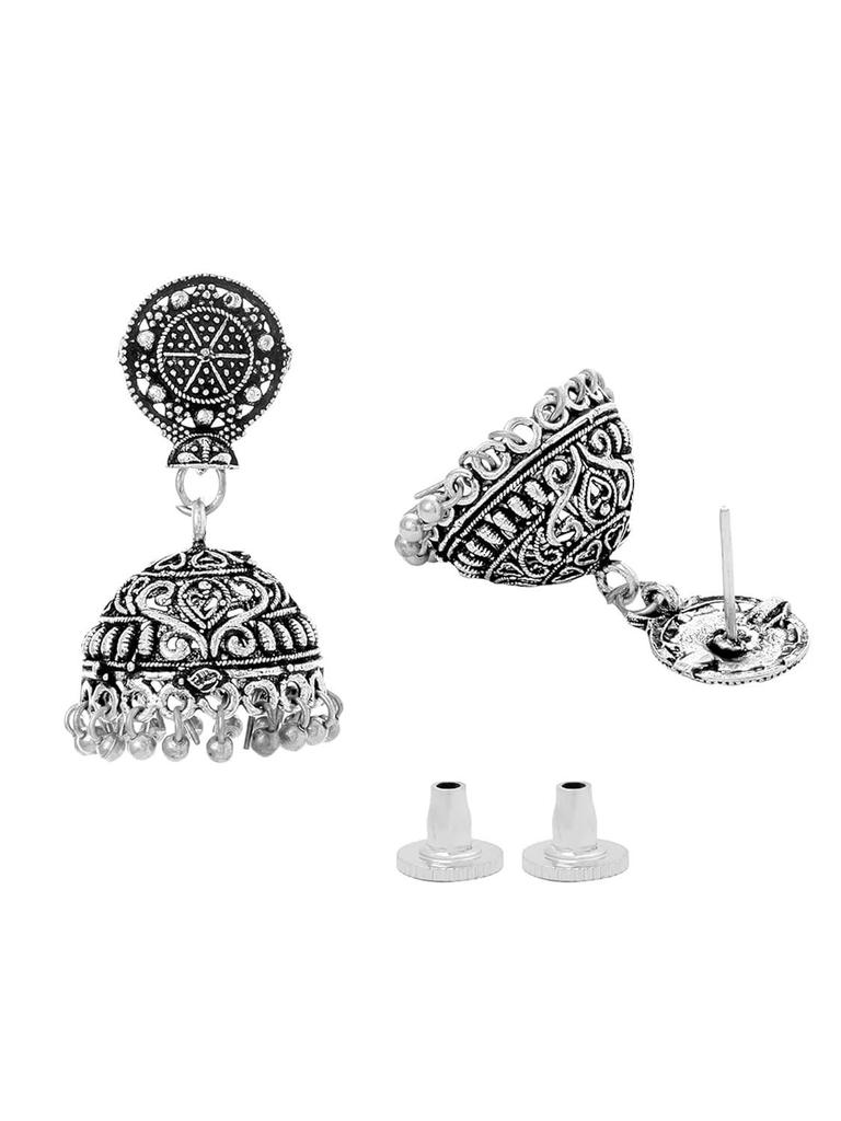 Traditional Silver Oxidised Silver Necklace Jewellery Set for Women