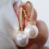 Fashionable Classic Sparkling Zircon Imitation Pearl Pendant Earrings, Suitable for Women's Daily Party Zircon Gifts