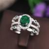 Metal Electroplated Ring Three-Piece Set, Oval Geometric Lady Ring, Luxury Light Luxury Fashionable Ring.