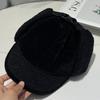 Japanese Corduroy Trapper Hat - Minimalist Solid Color Winter Ear Flaps Faux Shearling Thermal Cycling Cap Women
