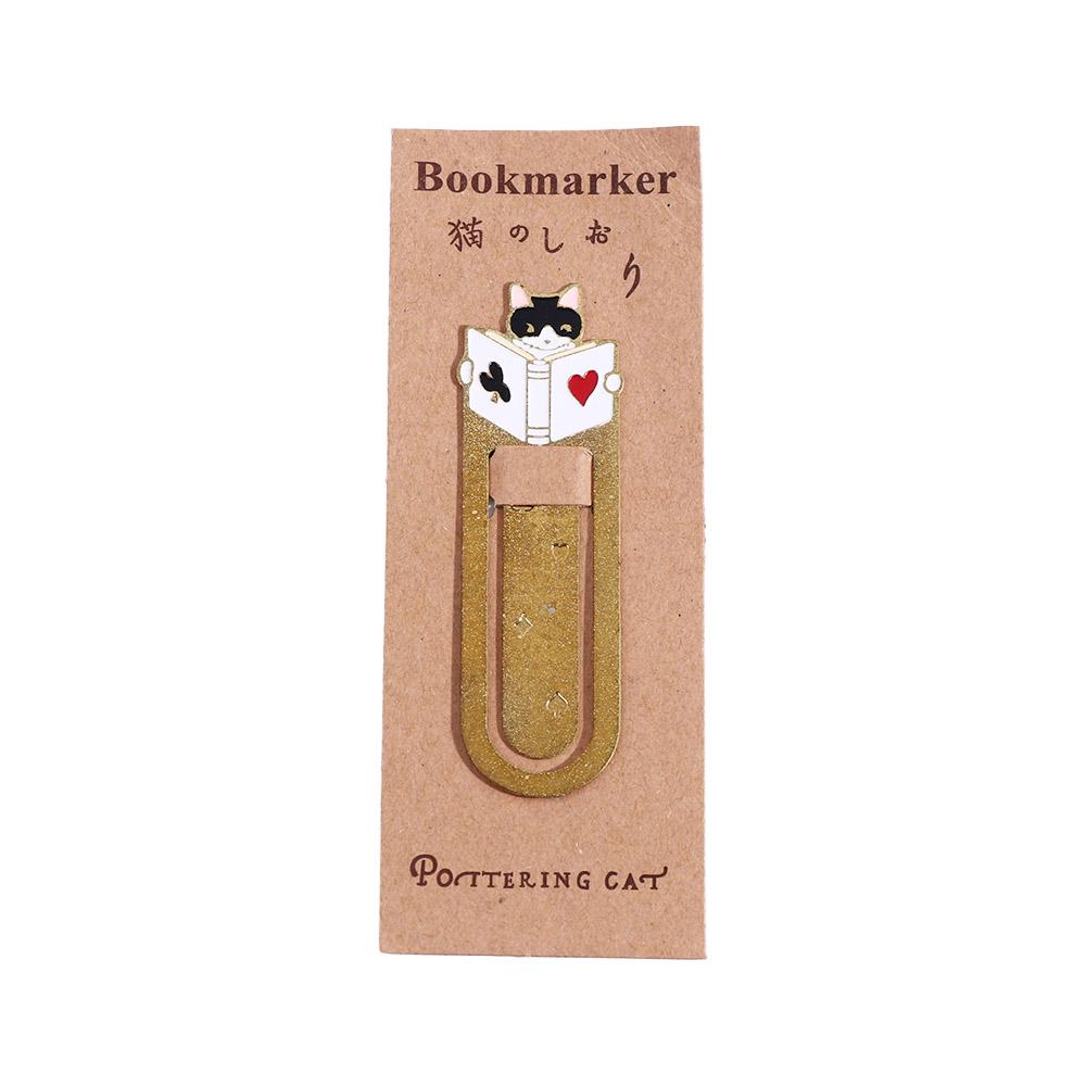Cute Student Gift Reading Japanese Cartoon Paper Cilp Bookmark Cat Bookmark Kittens Book Mark Metal Bookmark