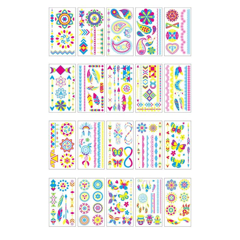 Neon Uv Fluorescent Temporary Tattoo, Waterproof Luminous Fake Tattoo,Bar Ktv Nightclub Makeup Ball