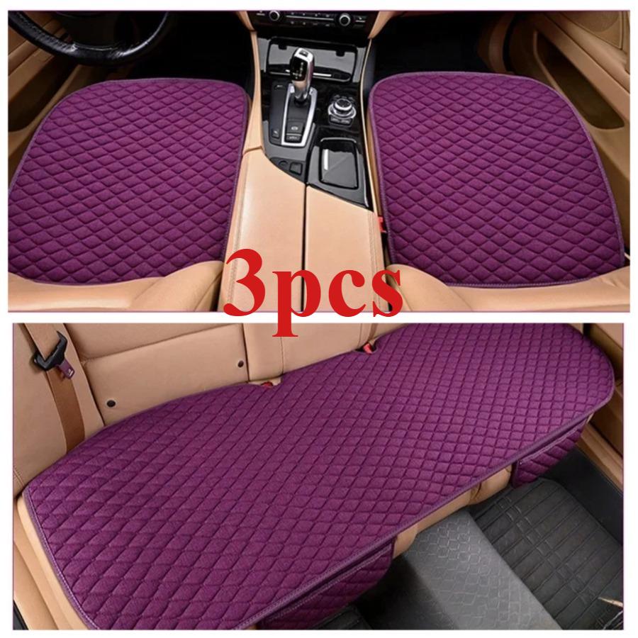 Linen Car Seat Covers, Front And Rear Linen Fabric Cushions, Summer Breathable Protective Pads, Car Parts