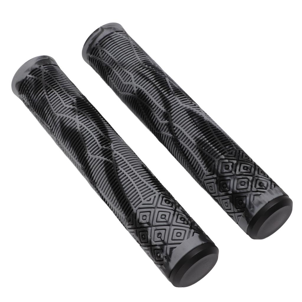MTB Bicycle Grip 22.2mm TPE Rubber Handlebar Cover Soft Antislip Handle Grip with Lock Bar EndGray Black