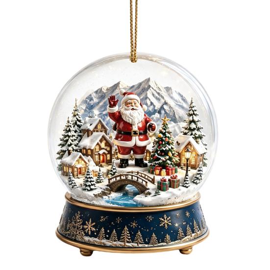 Hanging Holiday Decorations Christmas Crystal Ball Style Pendant with Rope, 2D Flat Acrylic Theme Pattern Decor Ornament for Tree Decoration