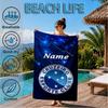 Custom Name Beach Towel Blue Stars Cruzeiro Football Microfiber Beach Towel, Lightweight for Summer Travel, Swimming Pool Fan Birthday Gift