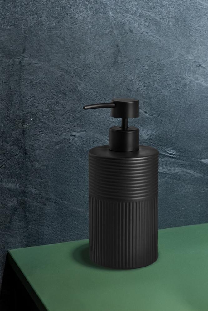 Soap dispenser 400 ml AWD IINTERIOR 1916 Tusa black stoneware