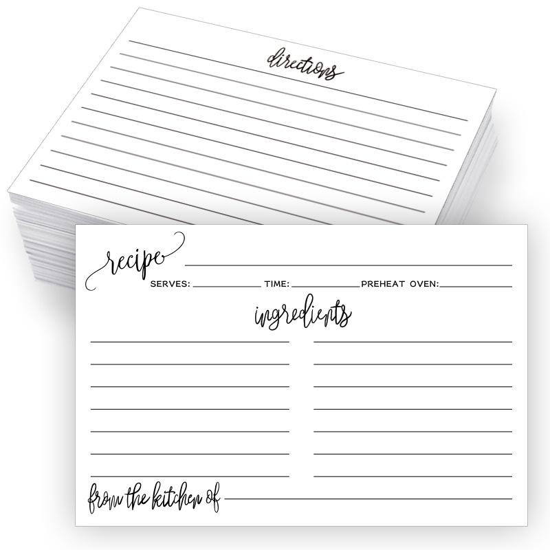 Double-Sided Recipe & Date Record Cards - Blank Handwriting