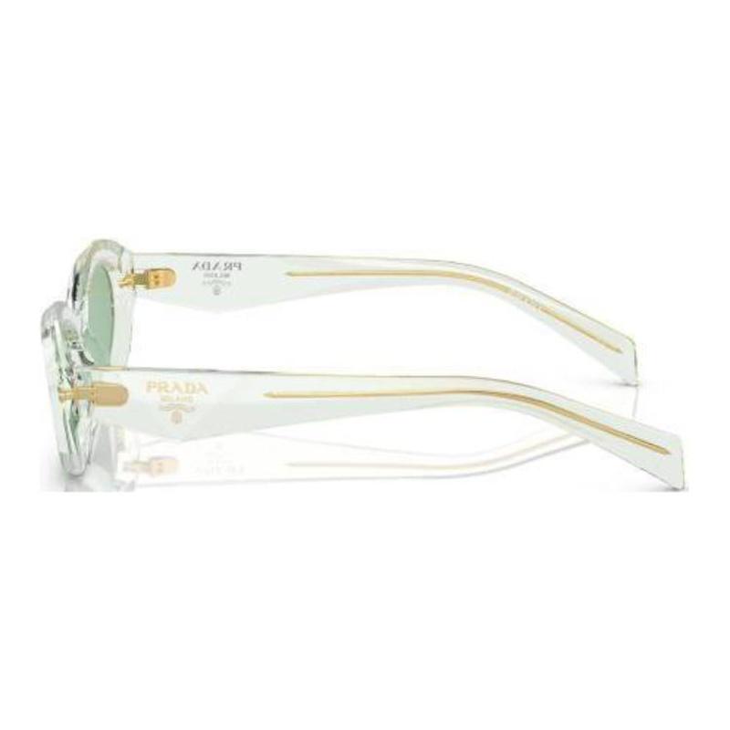 Prada Solid Color Design Acetyl Oval Sunglasses Women's Green