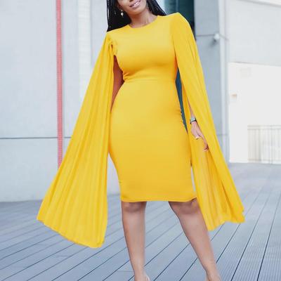 Elegante Afrikaanse OL lange mouw geplooide jurk
