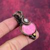 Thulite Pendant Gemstone Jewelry Copper Wire Wrapped Rainbow Moonstone Pendant