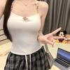 #Summer new pure desire sexy beaded sling vest slim one-piece chest pad versatile top