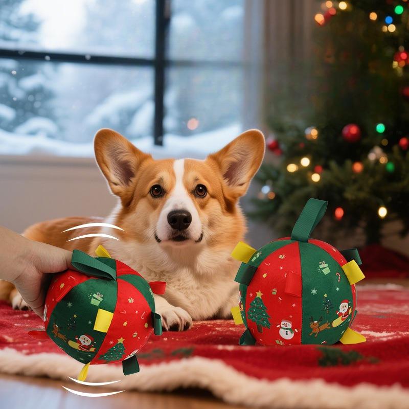 Christmas Dog Toy Ball Grinding Teeth Self-hi Stuffy Artifact Plush Interactive Gnawing Pet Interactive Toy Dog Toys Puppy Toys