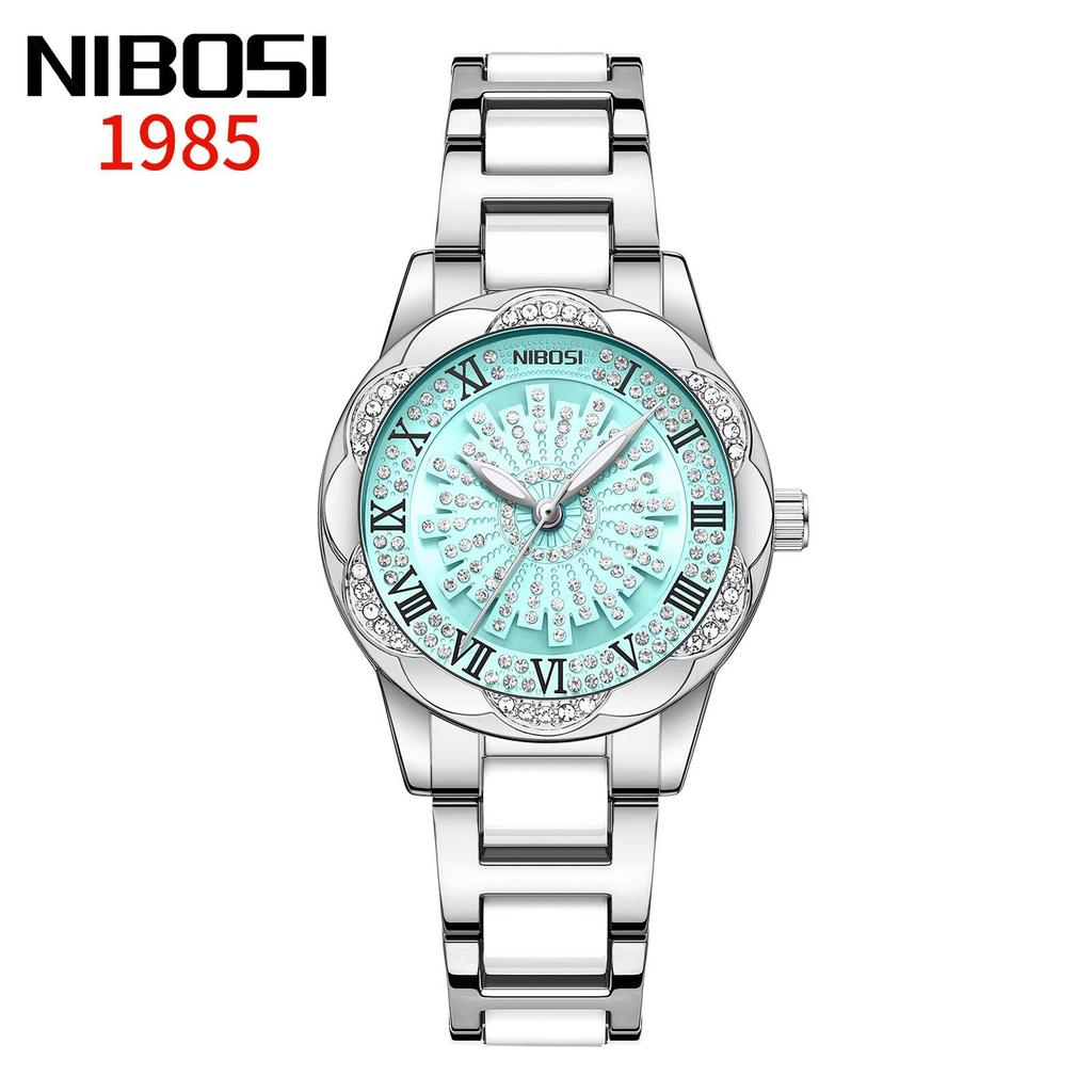 NIBOSI Woman Watch Stainless Steel Waterproof Luminous Elegant Ladies Wristwatch Luxury Diamond Dial Quartz Watch for Women