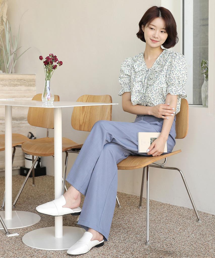 Ppaeppae Two-Pin Tuck Point Long Wide Slacks