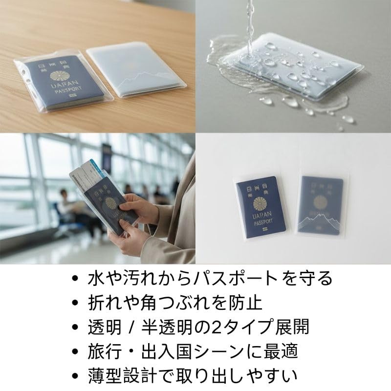 Passport Transparent and Made of Clear PVC and 2 in [HYOJINYO] Case/Cover, Waterproof, (Transparent Translucent, 1)