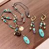 Turquoise Oval Beaded Necklace – Ethnic, Colorful, Retro Clavicle Chain for Women.