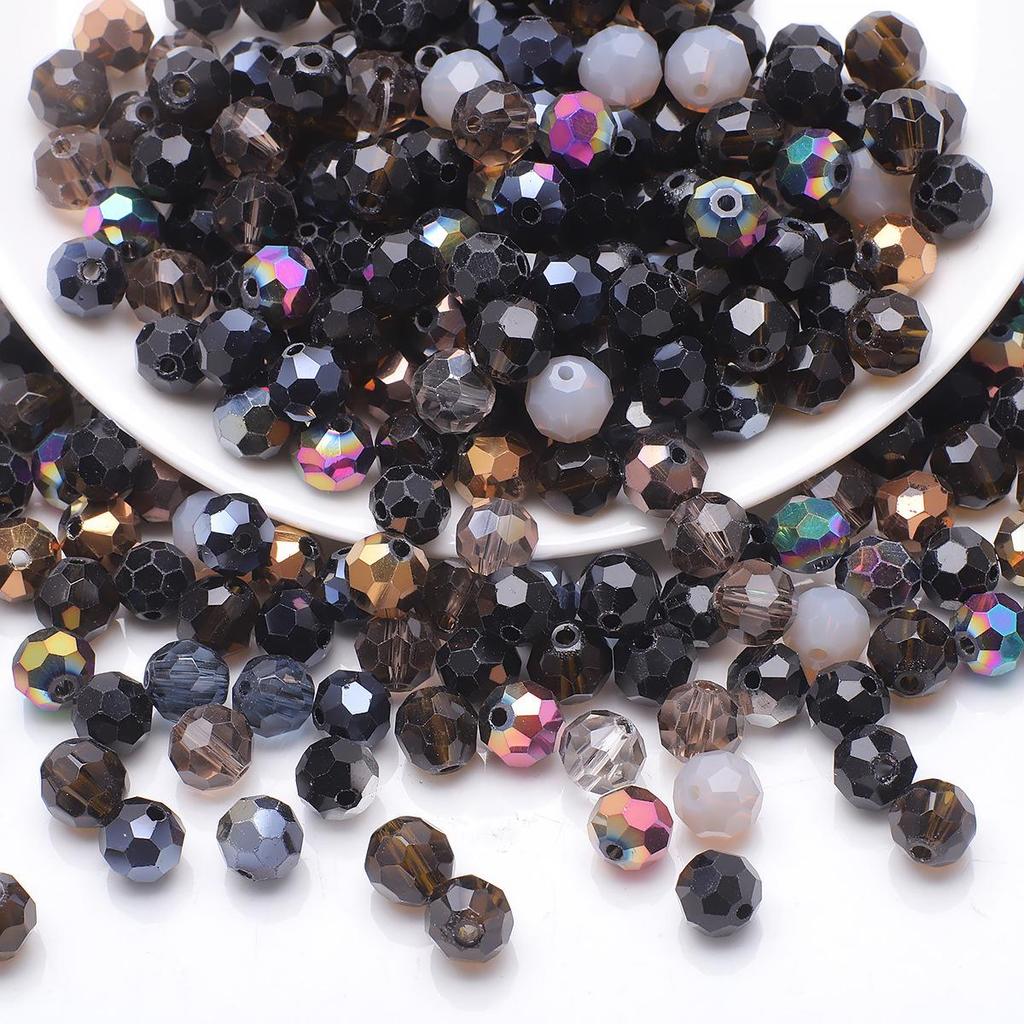 32 Colorful Crystal Glass Football Beads for DIY Jewelry and Phone Chains